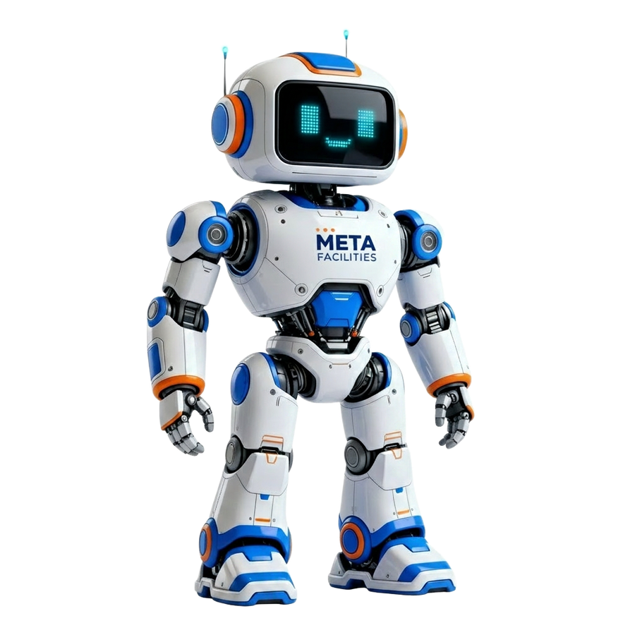 Mascote da Meta Facilities, empresa de limpeza terceirizada e segurança patrimonial em Porto Alegre e Florianópolis